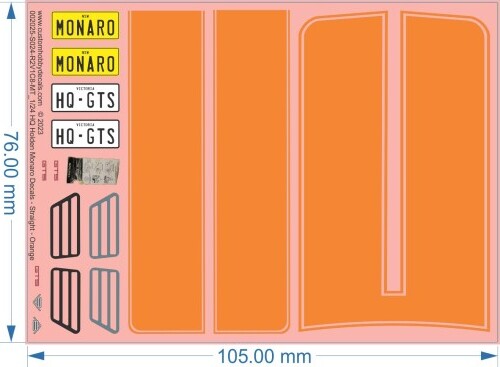 Monaro Decals Orange Straight