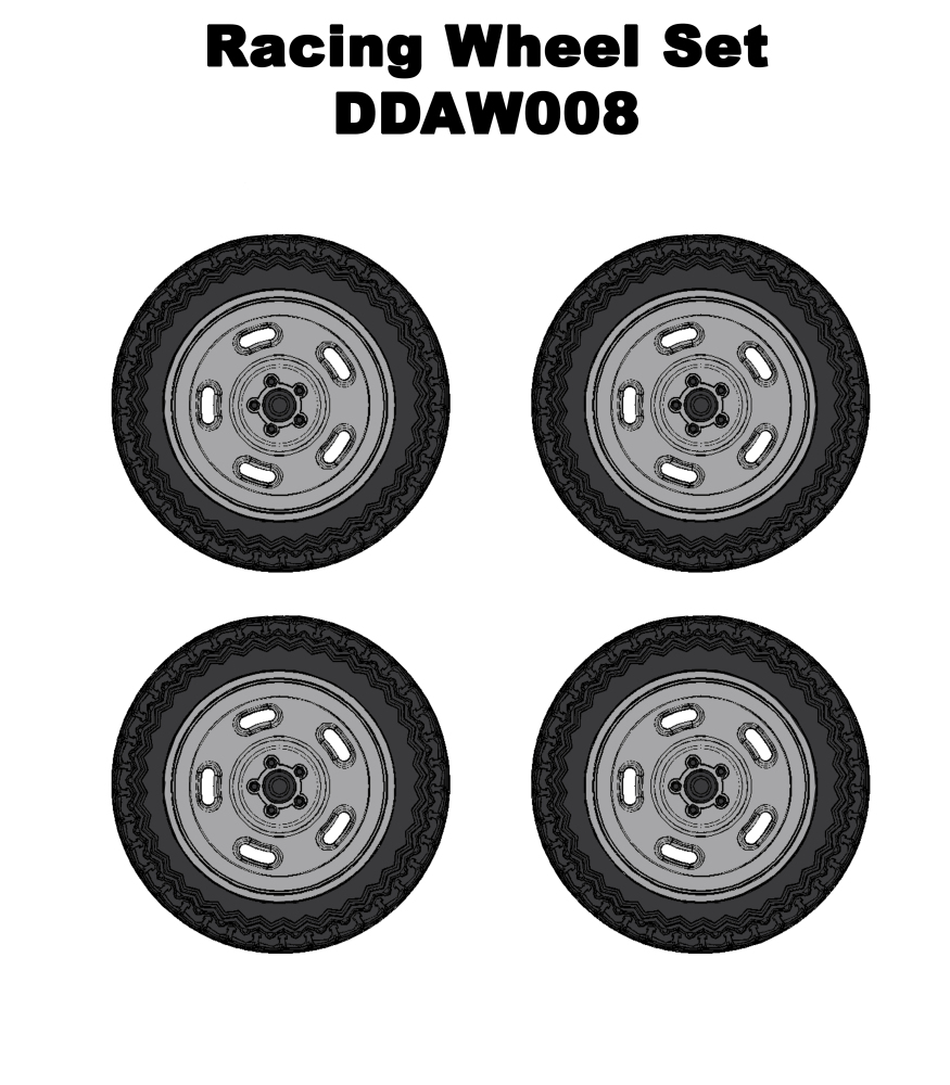 Racing 5 Slot Wheels w/Tyres & Axles