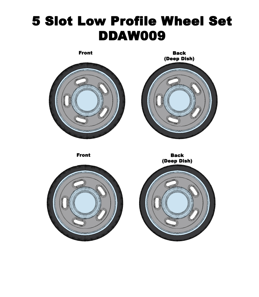 5 Slot Low Profile Wheels w/Tyres & Axles