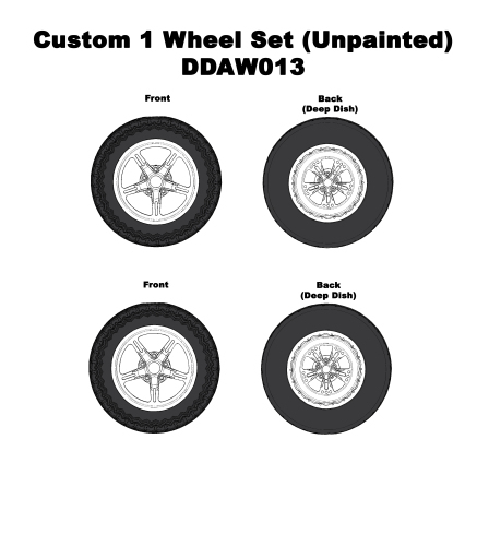 Custom 1 Unpainted Wheels w/Tyres & Axles