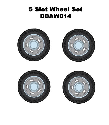 5 Slot Wheels w/Tyres & Axles