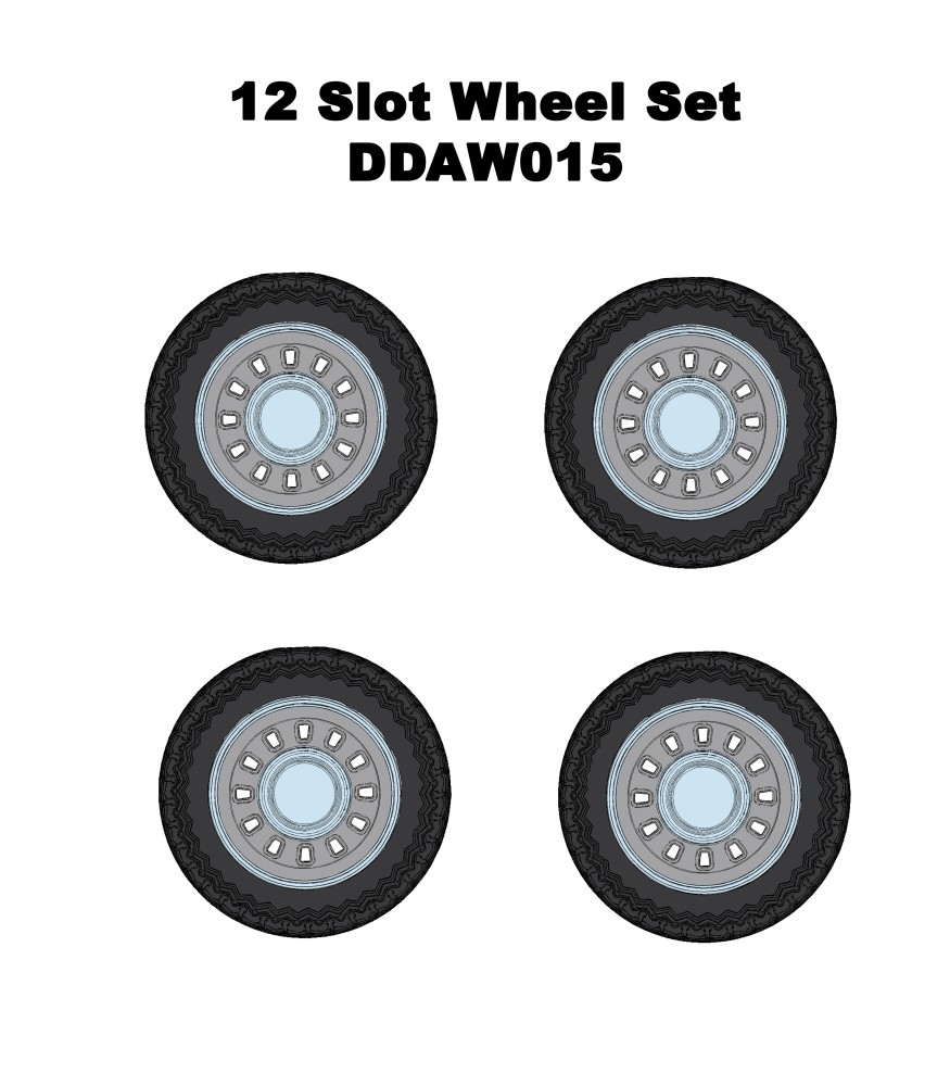 12 Slot Wheels w/Tyres & Axles